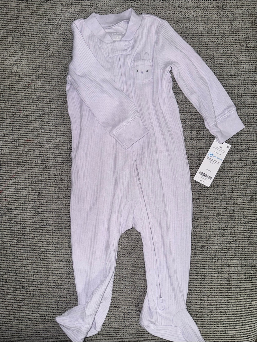 Carter's Light Lavender Ribbed Footed One-Piece